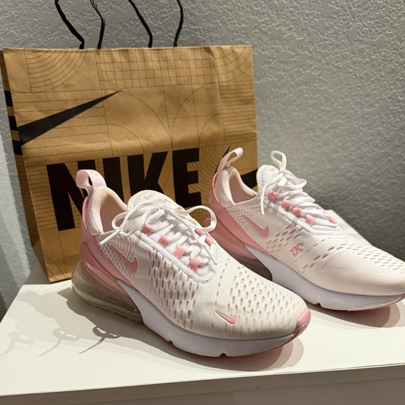 Nike Women's Air Max 270 Pink and White Sneakers - Picture 1 of 9